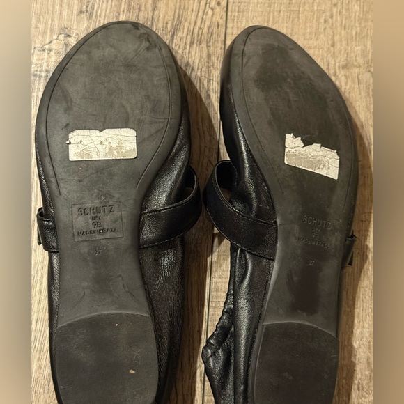 Schutz Calita Nappa Leather Buckle Flat Black Size 9 - Picture 7 of 7